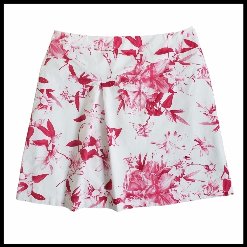 ⭐️3/$25⭐️ Jessica Sport Women's Floral Pleated Skirt Size 16 Pink White